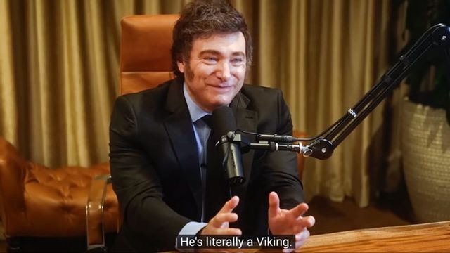 Javier Milei intervjuas av Lex Fridman. Foto: Youtube/Lex Fridman Podcast