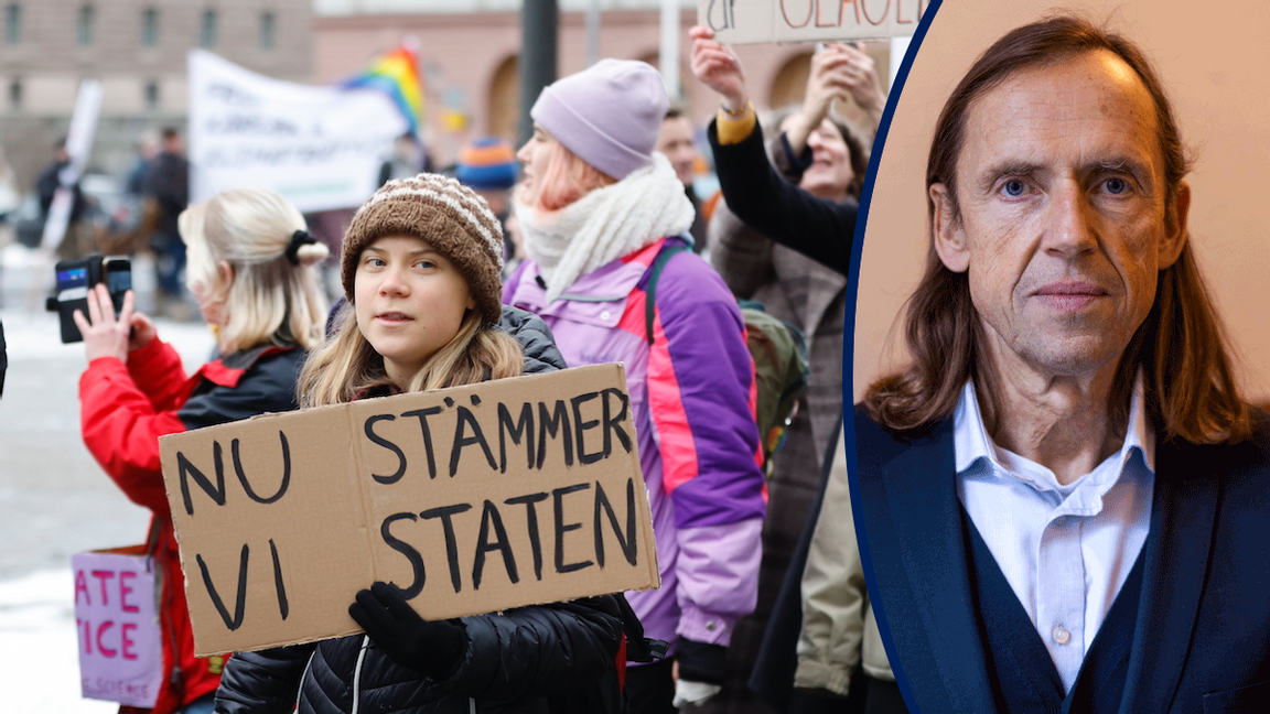 Greta Thunberg under Auroras klimatdemonstration i Stockholm på fredagen. Foto: Christine Ohlsson/TT