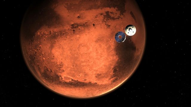 Sonden ovanför Mars.
Foto: Nasa.