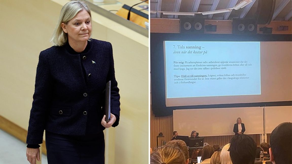 ”Tala sanning – även när det kostar på”, löd rådet från Magdalena Andersson (S). Foto: Christine Olsson/TT/X