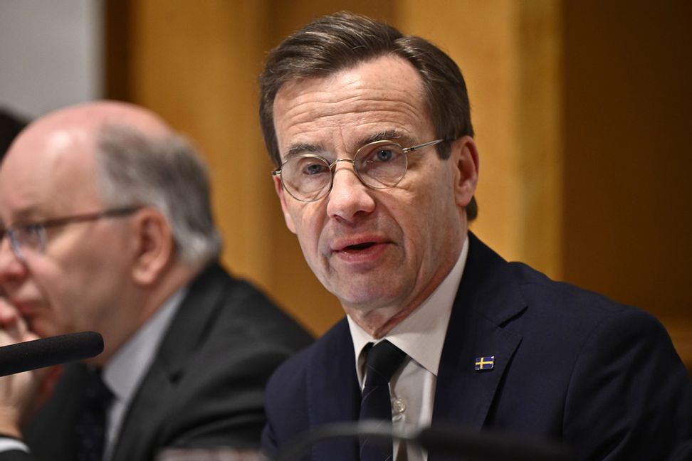 Statsminister Ulf Kristersson (M) i EU-nämnden. Christine Olsson/TT