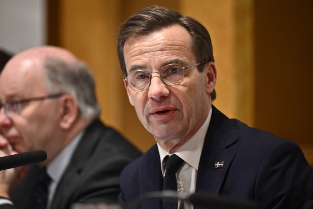 Statsminister Ulf Kristersson (M) i EU-nämnden. Christine Olsson/TT