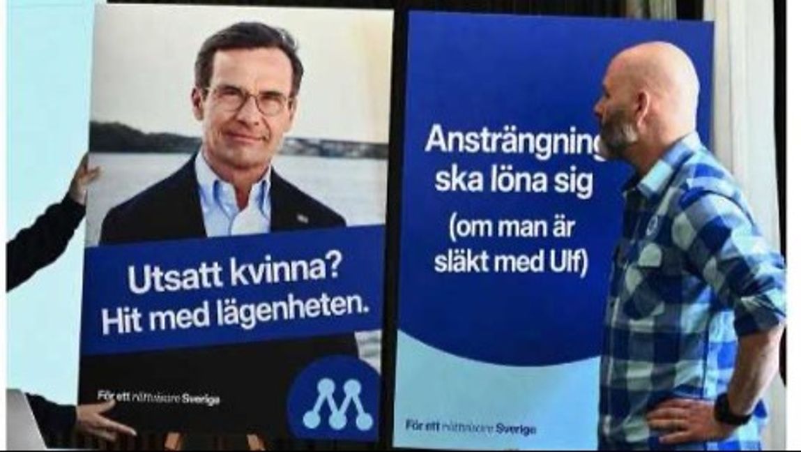 Fejkade valaffisher har spritts av S-anställa. Foto: Skärmbild Socmed.