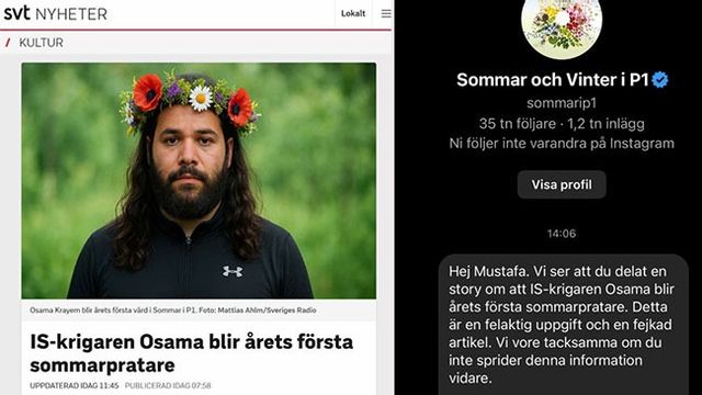 Bild: Äkta Nyheter/X/Faksimil Instagram