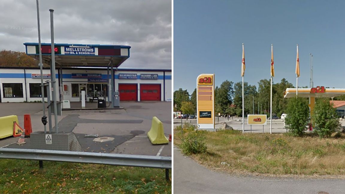 Macken till vänster säljer Sveriges billigaste bensin och macken till höger säljer Sveriges billigaste diesel. Foto: Google Maps
