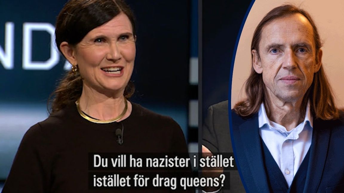 Märta Stenevi (MP) i ordväxling med Jimmie Åkesson (SD) under partiledardebatten i Agenda. Skärmavbild från SVT.