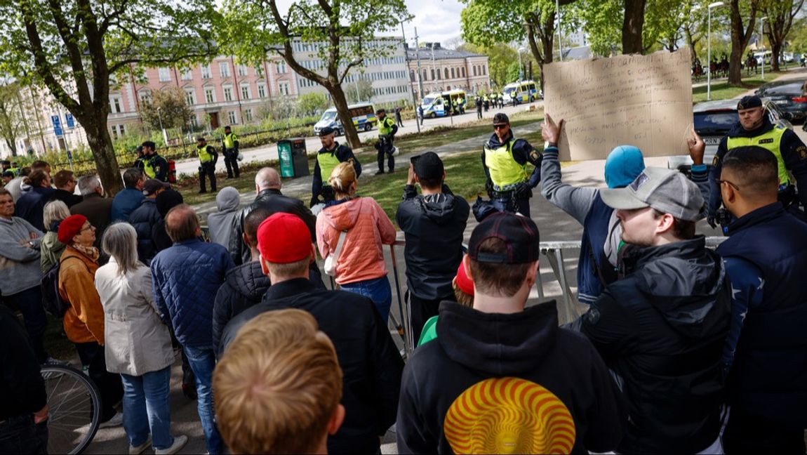 Rasmus Paludan besökte Uppsala i maj förra året. Foto: Fredrik Persson/TT (arkivbild)