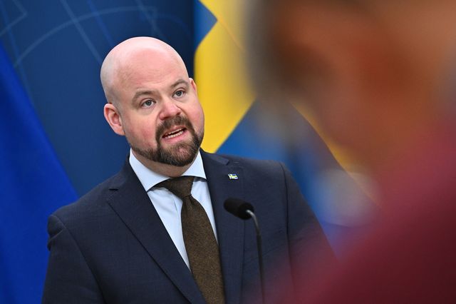 Landsbygdsminister Peter Kullgren (KD), under en pressträff där den uppdaterade nationella livsmedelsstrategin presenteras. Claudio Bresciani/TT