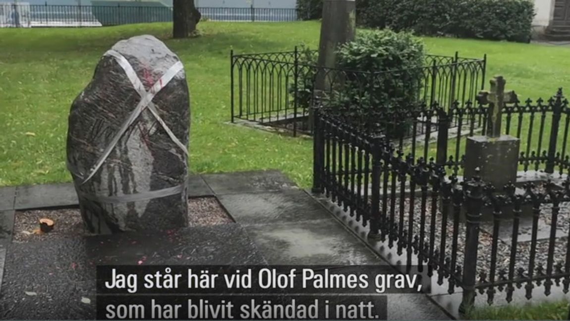 Olof Palmes grav på Adolf Fredriks kyrkogård i Stockholm. Foto: SVT