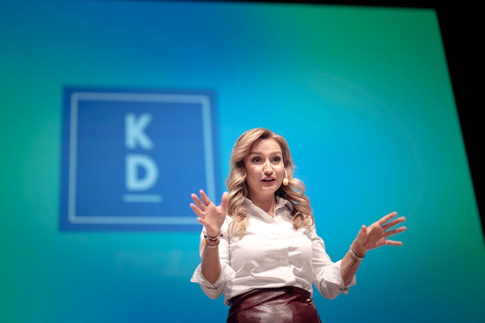 Kristdemokraternas partiledare Ebba Busch talar under KD-dagarna i början av april. Foto: Björn Larsson Rosvall/TT