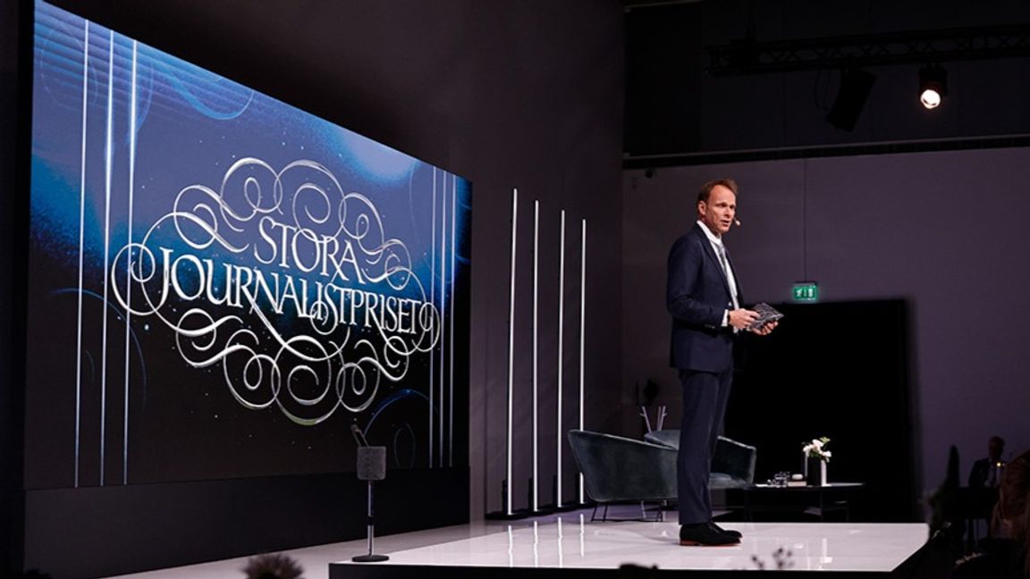 Jonas Bonnier när Stora journalispriset delas ut på Bonniers Konsthall. Foto: Caisa Rasmussen / TT