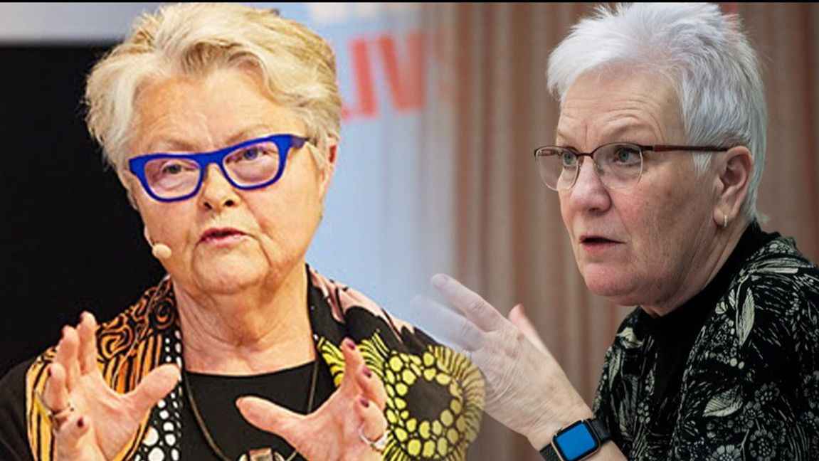 Eva Eriksson, ordförande SPF. Åsa Lindestam, ordförande Pensionärernas Riksorganisation, PRO. Foto: Caisa Rasmussen/TT/Pressbild