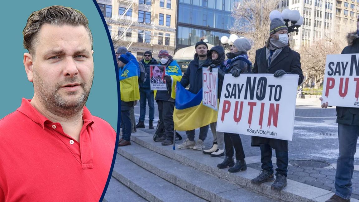 Solidaritetsdemonstration med Ukraina i New York i går. Foto: Ron Adar/SOPA Images/Shutterstock