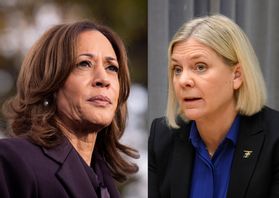Kamala Harris och Magdalena Andersson. AP/TT