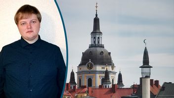 Till höger: Katarina kyrka och Stockholms moské vid Björns trädgård, Medborgarplatsen på Södermalm i Stockholm. Foto: Privat/Stina Stjernkvist/TT