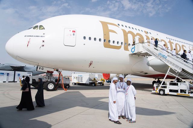 En Airbus A380 från flygbolaget Emirates i Dubai. Arkivbild. Foto: Jon Gambrell/AP/TT