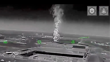 Kamerabild från inflygande ukrainsk drönare mot Krim. Foto: Skärmavbild @OsintWarfare