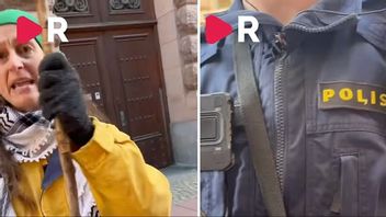 Riks reporter attackeras utanför riksdagen. Foto: Riks