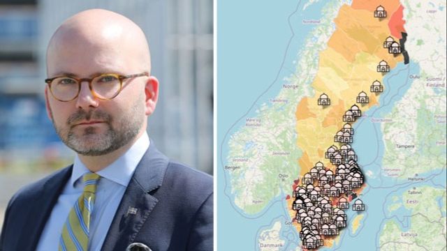 Charlie Weimers (SD). Foto: Landstingshuset, CC BY-SA 4.0, via Wikimedia Commons. Skärmdump: Migrationskartan.se.
