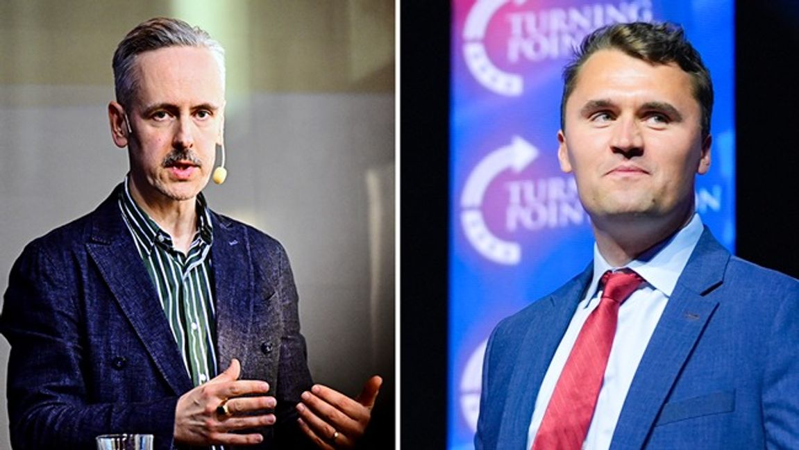 ETC:s chefredaktör Andreas Gustavsson jämför mordet på Charlie Kirk med mordet på en ung nazist-ledare i Tyskland. Foto: AP/Magnus Lejhall/TT