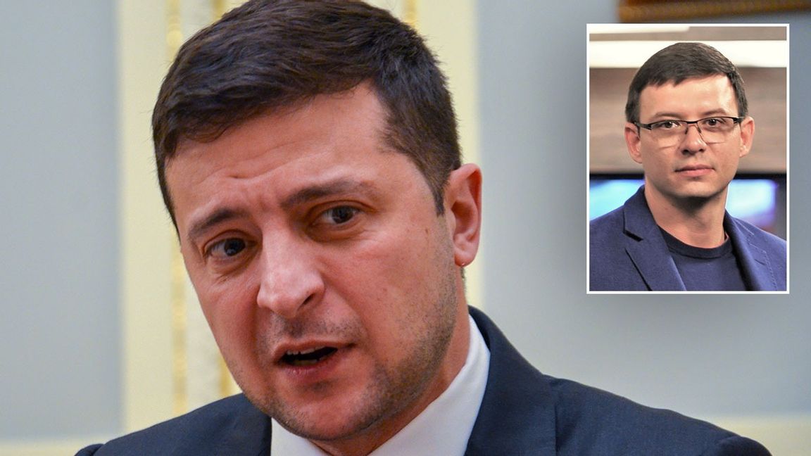 Ukrainas president Volodymyr Zelenskyj, till vänster. Yevhen Muraiev, infälld. Foto: Filip Norman/TT/tov_sergeant