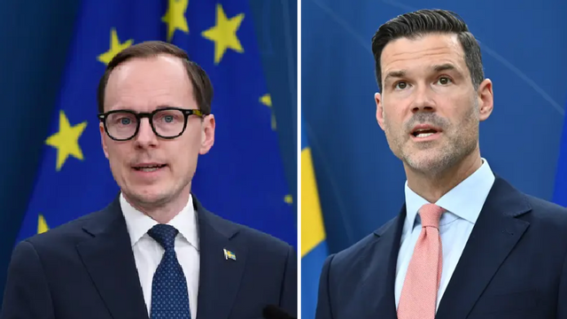 Integrationsminister Mats Persson (L) och migrationsminister Johan Forssell (M) driver på för skärpta krav på biträden och tolkar i migrationsprocessen. Foto: Viktoria Bank/Anders Wiklund/TT 