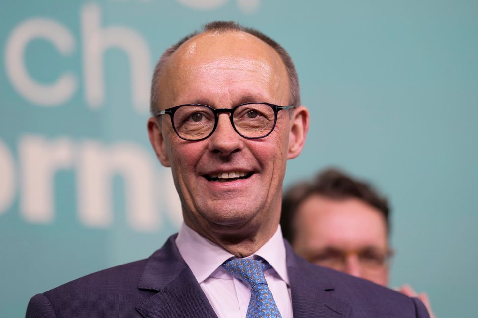 Kristdemokraten Friedrich Merz, vars CDU blev störst i det tyska valet. Foto: Markus Schreiber/AP/TT