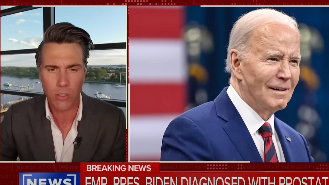 NewsNations inrikeskorrespondent Leland Vittert (till vänster) diskuterar Joe Bidens prostatacancerdiagnos. Nu ifrågasätts varför sjukdomen, som tar flera år att utvecklas, inte upptäcktes under presidenttiden. Foto: Skärmdump via NewsNation/YouTube