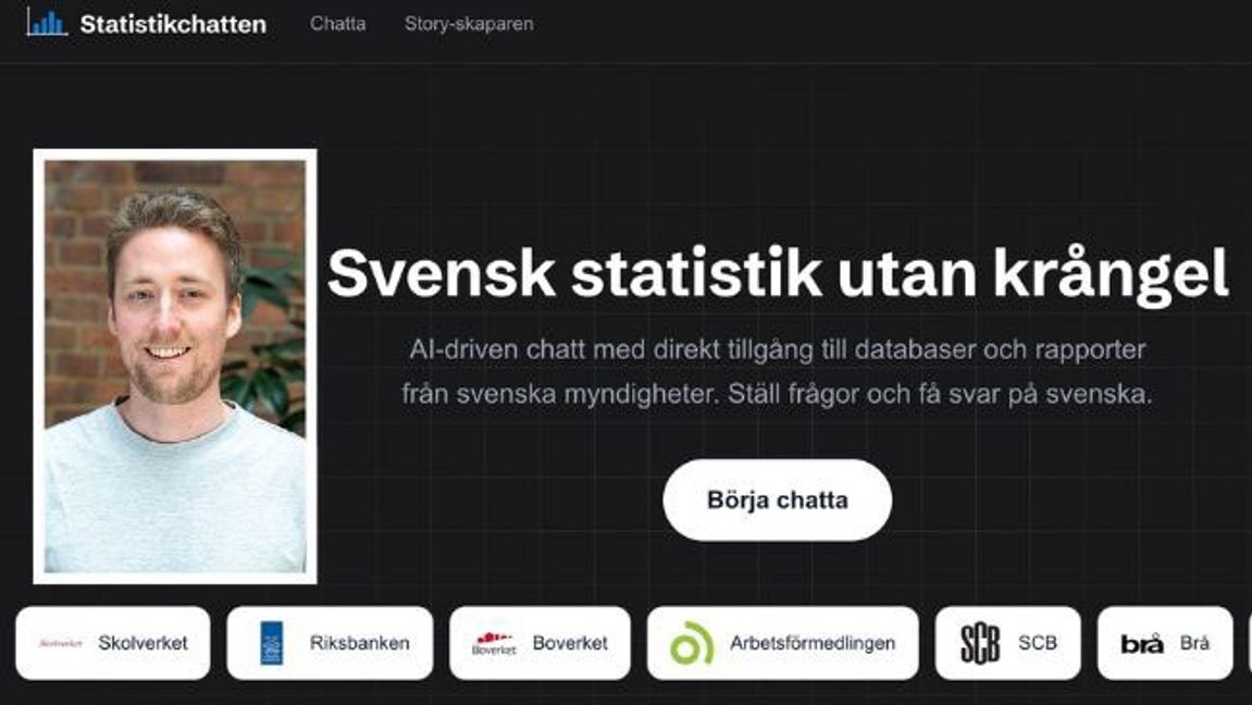 Jakob Danielsson har byggt Statistikchatten. Foto: Privat/skärmavbild.