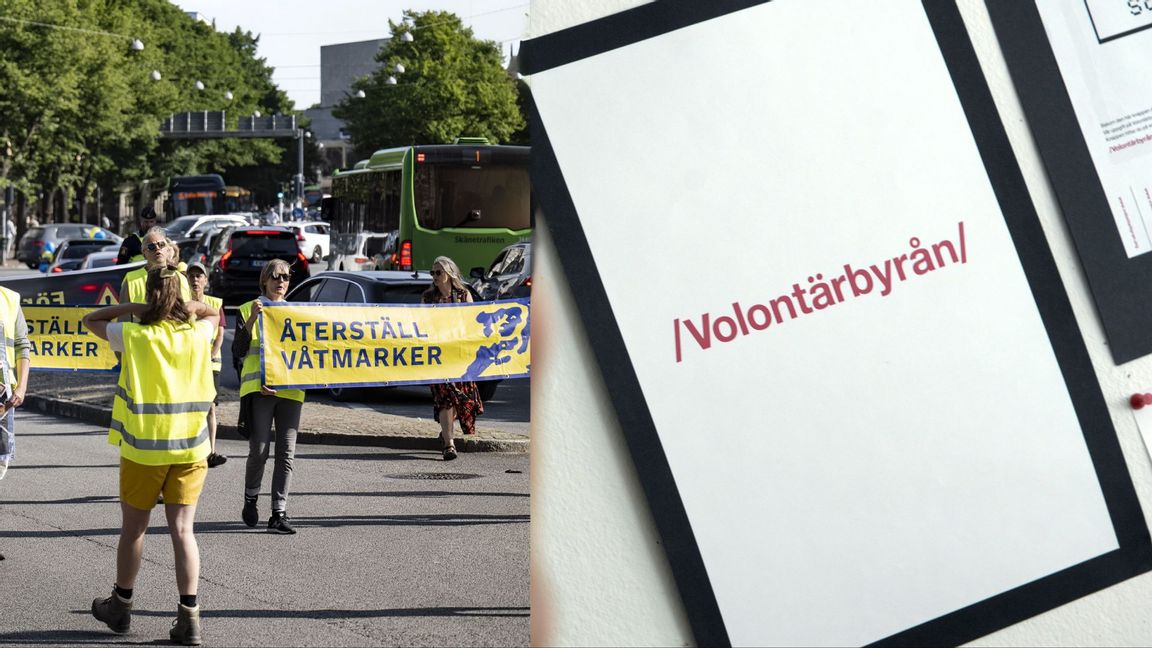 Volontärbyrån logotyp. Foto: Janerik Henriksson. / Återställ Våtmarker. Foto: Johan Nilsson / TT.