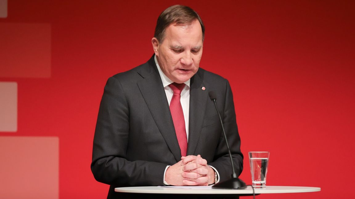 Stefan Löfven under en pressträff vid Socialdemokraternas kongress i Göteborg. Foto: Adam Ihse/TT