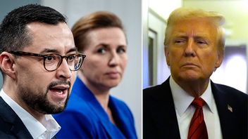 Till vänster Grönlands regeringschef Mute B. Egede och Danmarks premiärminiser Mette Frederiksen, till höger Donald Trump. Bild: Mads Claus Rasmussen/Ritzau Scanpix via AP/AP Photo/Mark Schiefelbein