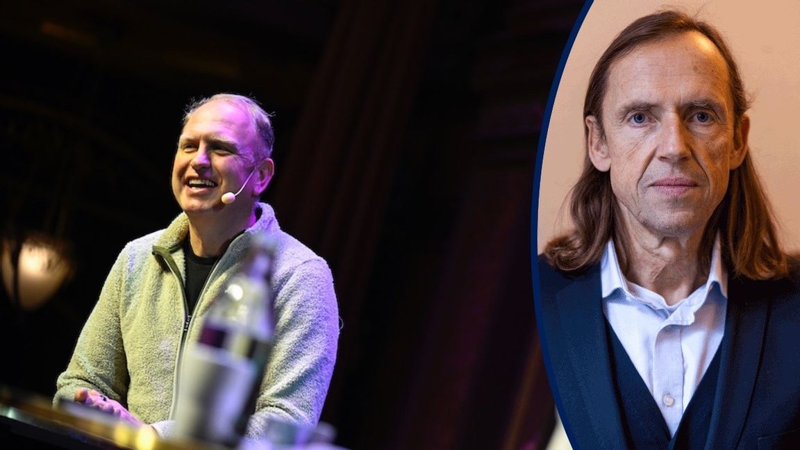 Stegras vd Henrik Henriksson på scen vid Fossilfritt Sverige seminarium på Berns i Stockholm i november. Stegra befinner sig inte i kris, försäkrade han. Foto: Pontus Lundahl/TT