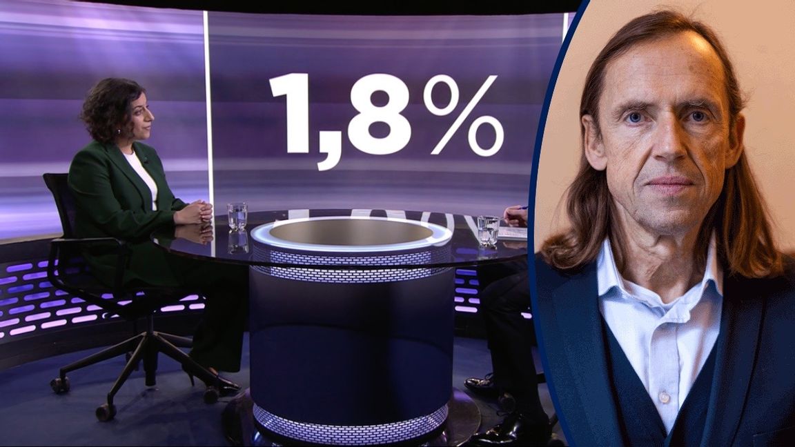 Simona Mohamsson (L) och procenten. Foto: Skärmavbild från SVT.