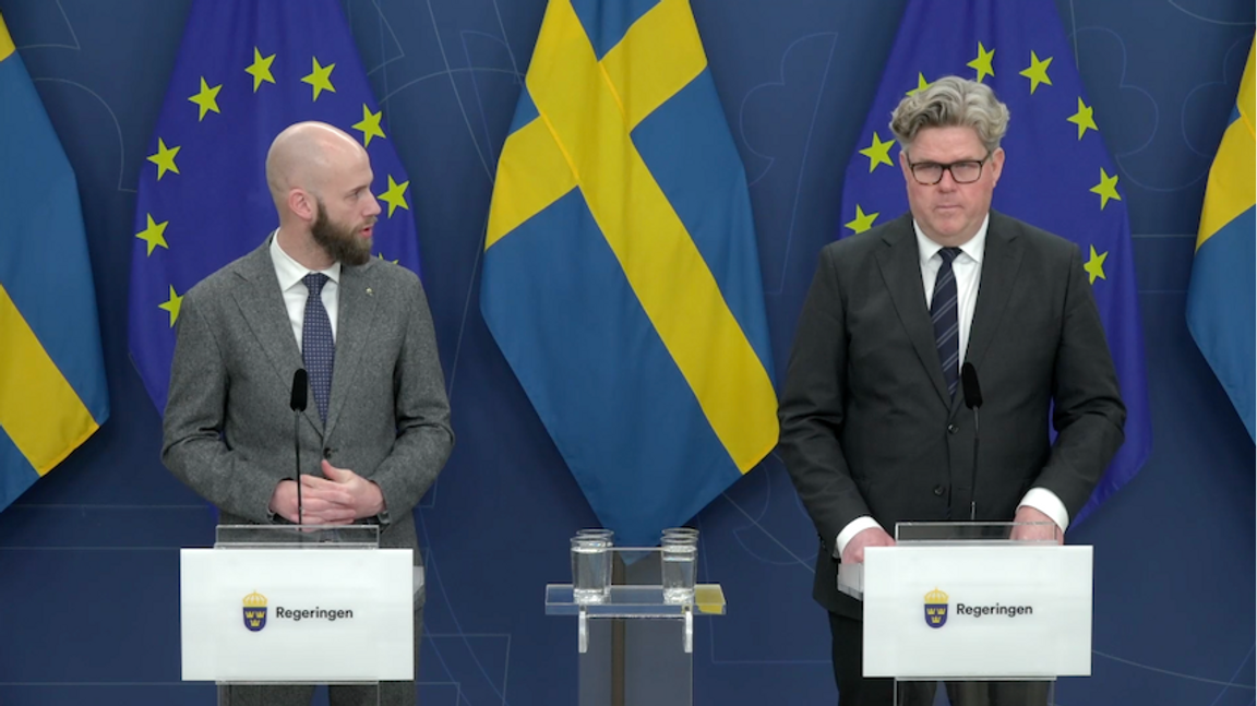 Carl-Oskar Bohlin (M) och Gunnar Strömmer (M). Foto: Skärmavbild/Regeringskansliet