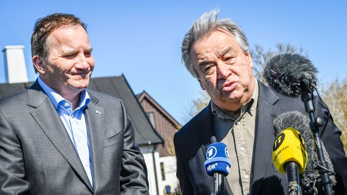 Stefan Löfven (S) får nytt toppjobb hos FN:s generalsekreterare António Guterres. Guterres besökte Sverige 2018. Foto: Johan Nilsson/TT