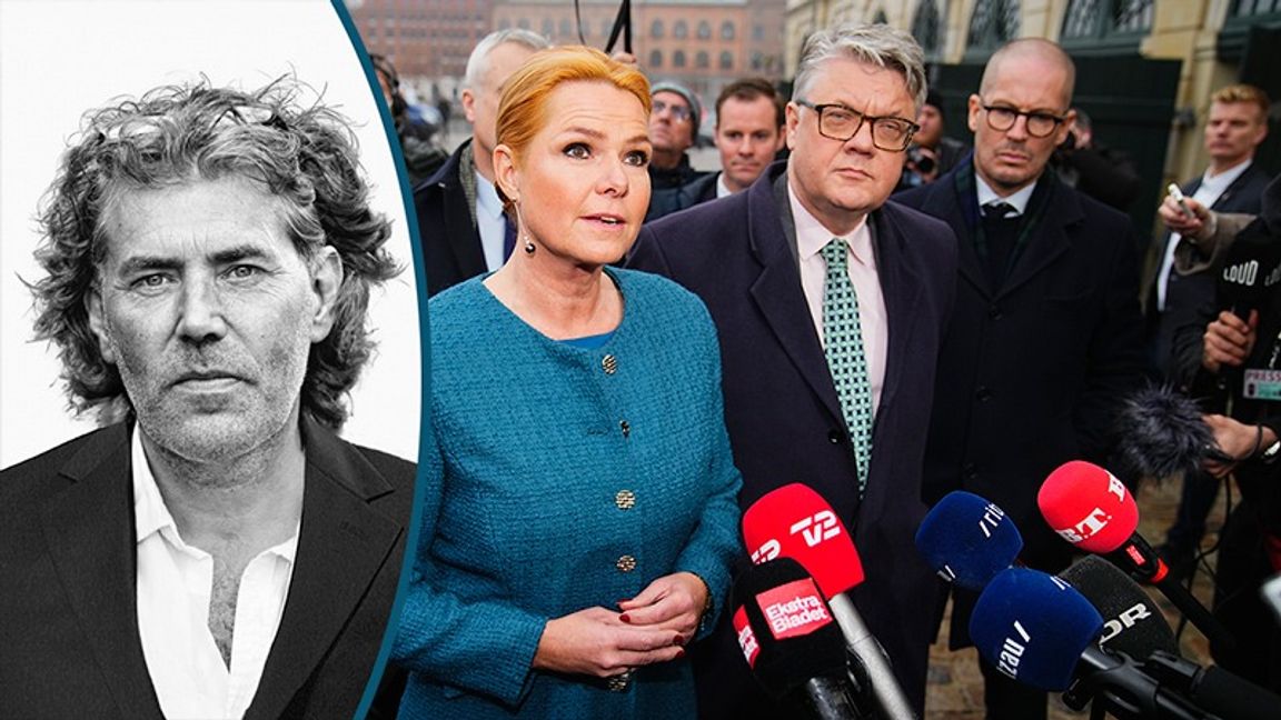 Inger Støjberg talar med pressen sedan domen fallit. Foto: Karl Gabor / Martin Sylvest/Ritzau Scanpix/TT