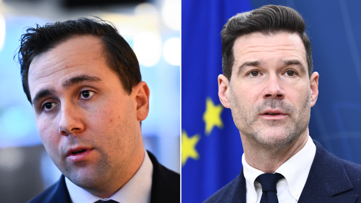 Biståndsminister Benjamin Dousa (M) och migrationsminister Johan Forssell (M) har varit föremål för aktioner från aktivistgruppen Rojavakommittéerna. Foto: Henrik Montgomery/ Lars Schröder/TT