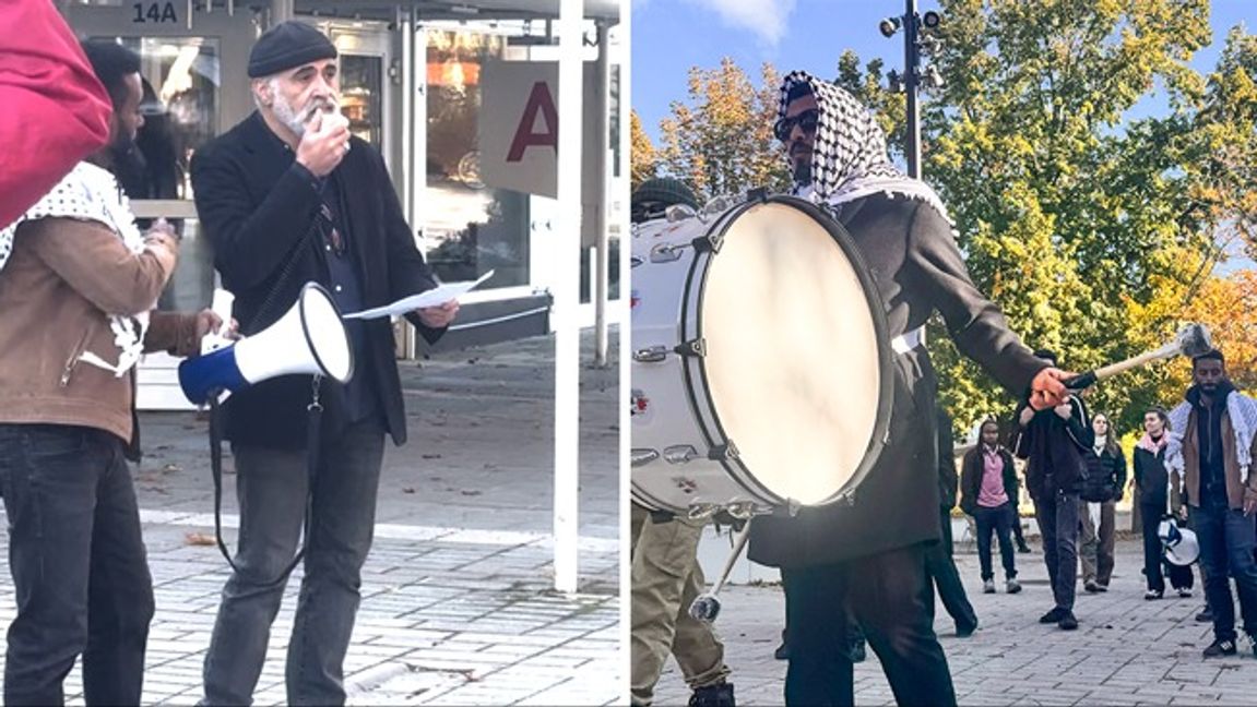 Professor Shahram Khosavi var en av de demonstranter som demonstrerade mot Israel på årsdagen av Hamas massaker. Foto: Bulletin