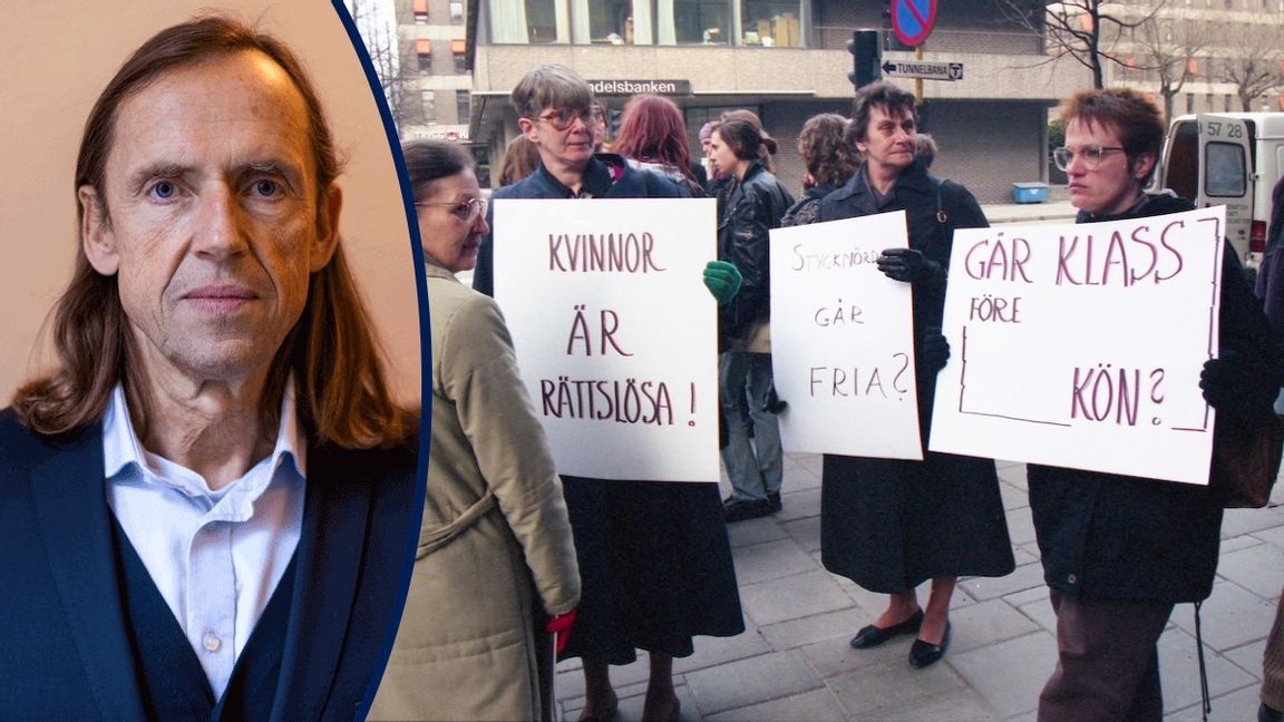 Demonstranter i Stockholm 1991 när frågan om läkarna som anklagats för styckmordet på Catrine da Costa skulle få tillbaka sina läkarlegitimationer togs upp i kammarrätten. Foto: Bertil Ericson/TT