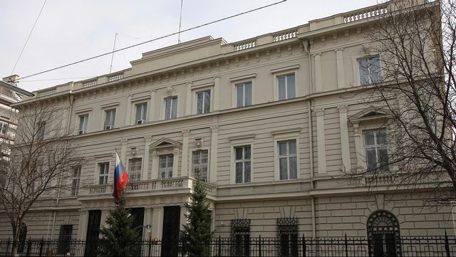 Ryska ambassaden i Wien. Arkivbild. Foto: RONALD ZAK/AP/TT