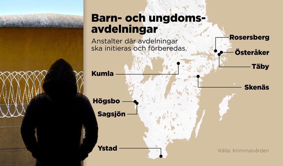 Anstalter i Sverige där barn- och ungdomsavdelningar ska initieras och förberedas. Anders Humlebo/TT