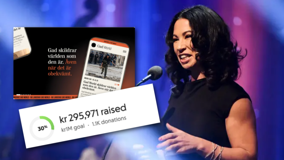 Magda Gad samlar in pengar till sin nya plattform Gad World via GoFundMe. Foto: Erik Simander/TT/Skärmdumpar