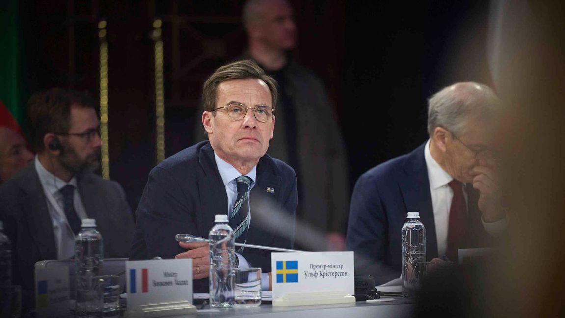 Sveriges statsminister Ulf Kristersson under Ukraina-toppmötet i Kiev, 24 februari 2025. Foto: AP/TT