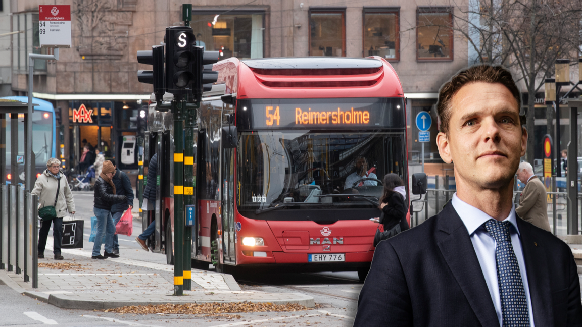 Oppositionsborgarrådet Christofer Fjellner (M) riktar skarp kritik mot det rödgröna Stockholmstyrets nya satsning på att minska ”bilismen” i stan. Foto: Fredrik Sandberg/Emilia Öije Bergqvist/TT/Region Stockholm
