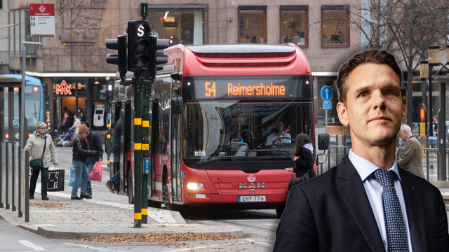 Oppositionsborgarrådet Christofer Fjellner (M) riktar skarp kritik mot det rödgröna Stockholmstyrets nya satsning på att minska ”bilismen” i stan. Foto: Fredrik Sandberg/Emilia Öije Bergqvist/TT/Region Stockholm