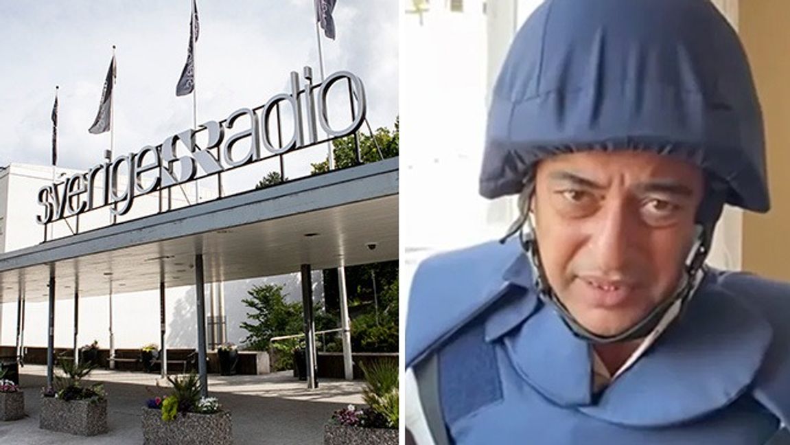 Sami Abu Salem, till höger, har jobbat för den palestinska myndighetens officiella nyhetsbyrå WAFA – samtidigt som han har rapporterat för Sveriges Radio.. Foto: Christine Olsson/TT/Youtube