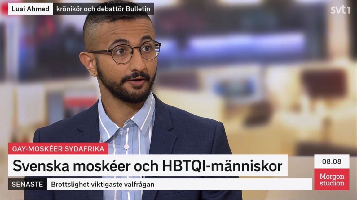 Luai Ahmed i SVT:s Morgonstudion. Foto: Skärmavbild SVT Play