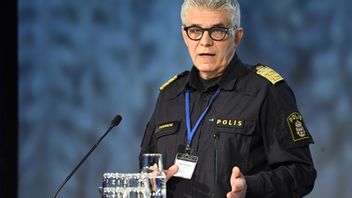 Rikspolischefen Anders Thornberg talar under Folk och Försvars rikskonferens i Sälen på tisdagen. Foto: Henrik Montgomery / TT