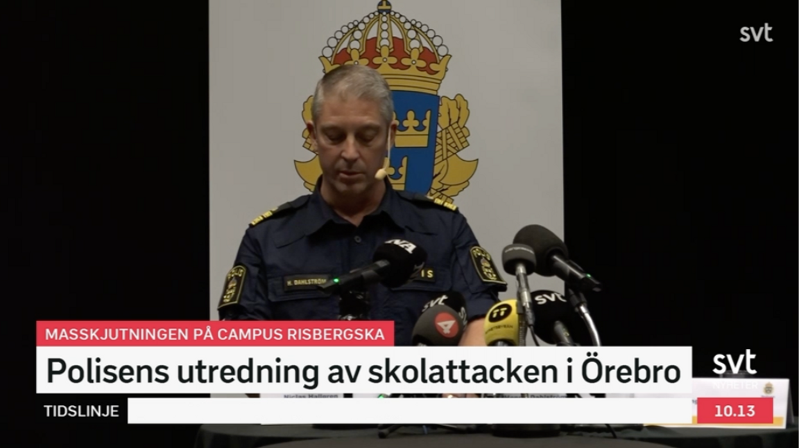 Henrik Dahlström, kommenderingschef på Polisen. Idag hålls en pressträff med anledning av utredningen av motivet bakom Örebromassakern. Foto: SVT